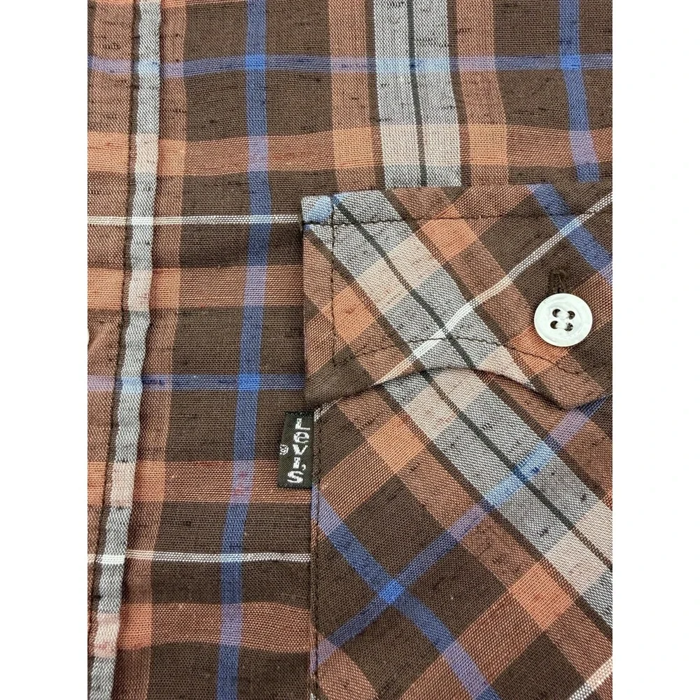 Vintage Levi's Plaid Long Sleeve Flannel Shirt Men's Size Large Made In USA
